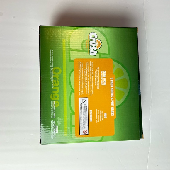 Orange Crush 3 pack pair crew socks and 12 oz pint glass gift set - Picture 7 of 8